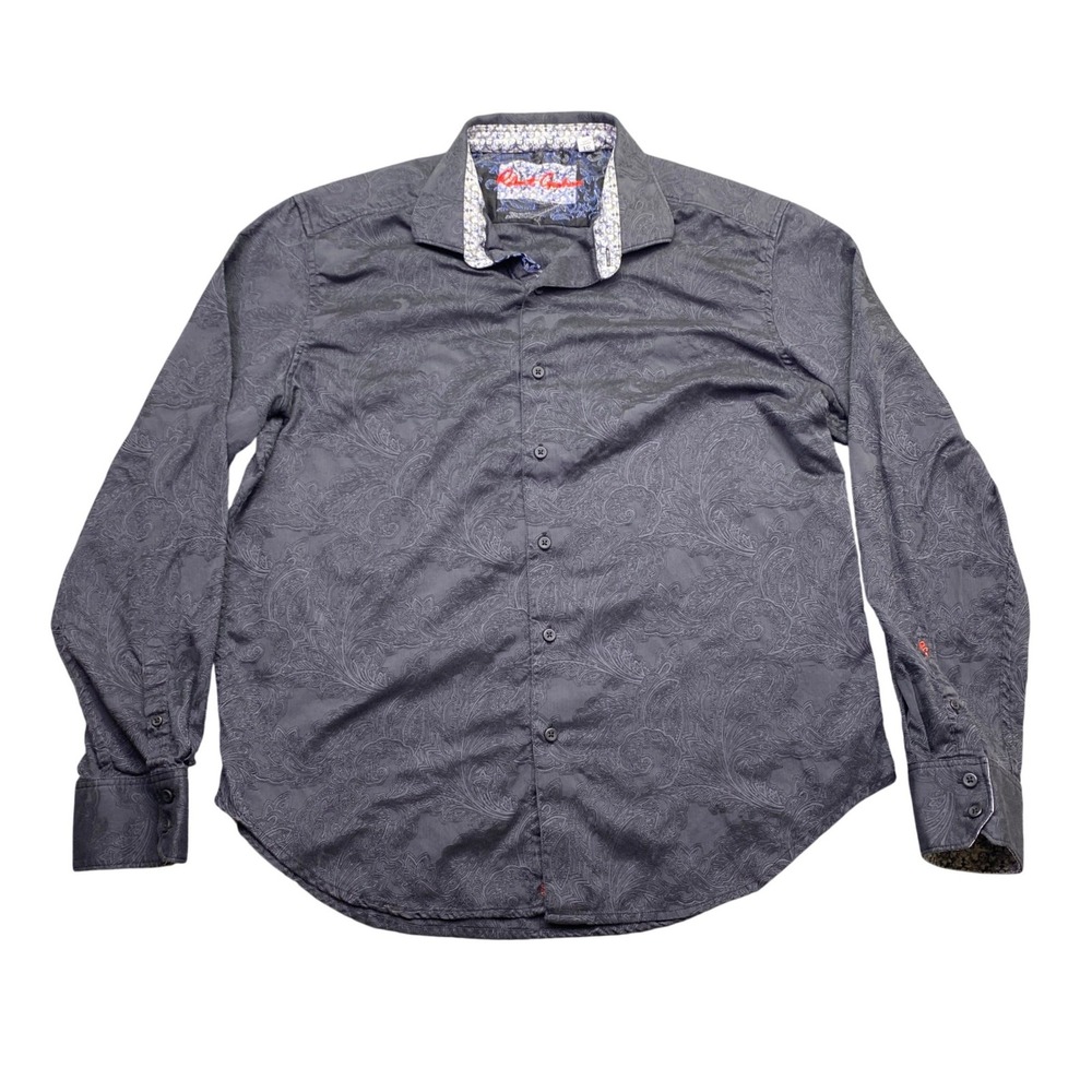 Robert Graham XL Charcoal Gray Paisley Jacquard Skull Print Button Down Shirt